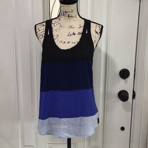 🆕 EXPRESS Black and Blue Color Block Tank Top Medium  Pit 17”